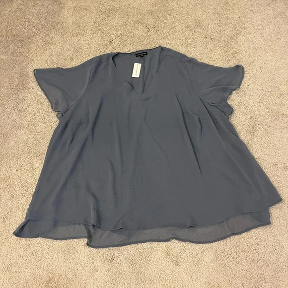 Lane Bryant V-Neck Flutter Sleeve Blouse - Picture 1 of 8